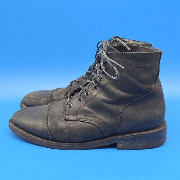 Thursday Captain Men’s Size 10 Black Leather Cap Toe Lace Up Ankle Boots main image 5